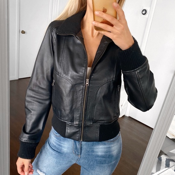 H&M Jackets & Coats Hm Moto Black Genuine Leather Jacket Poshmark